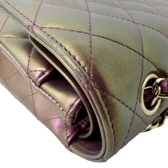 Chanel  Classic Double Flap Medium Quilted Iridescent Leather Shoulder Bag - Picture 5 of 14